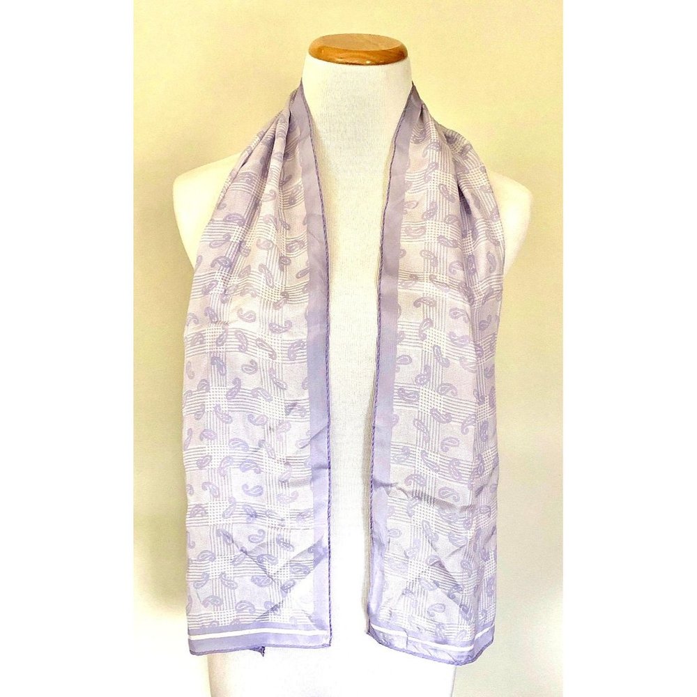 Vintage Elaine Gold Lavender Paisley Silk Scarf - Picture 2 of 2